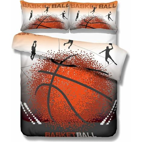 Housse de couette Parure de lit 220x240 Adulte Housse de Couette et Taie d'oreiller Sportif Style 3D Basketball Impression Élégant Literie Jaune Bleu Blanc Housse de Couette Garçon Fille (1/3)