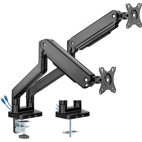 Supporto a molla per monitor doppi, USB, doppio braccio di montaggio, funzione di inclinazione HDWR SolidHand-CS02U (1/5)