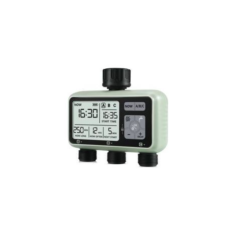 Automatischer 3-Wege-Bewässerungstimer für den Garten, intelligenter Wasserhahn-Bewässerungsprogrammierer/Kindersicherungsmodus/Automatischer und manueller Modus/Regenverzögerung/IPX5 (1/4)