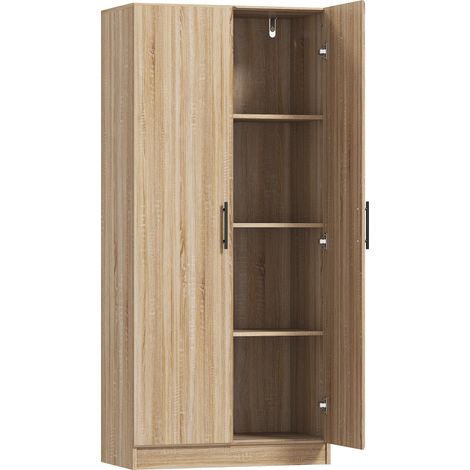 Mobile Cucina Multiuso Credenza Moderna 75x40x165 cm Ante a Chiusura Ammortizzata Color Legno (1/5)