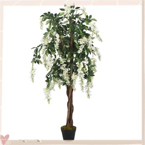 359007 Glycine artificielle 840 feuilles 120 cm vert et blanc (1/5)