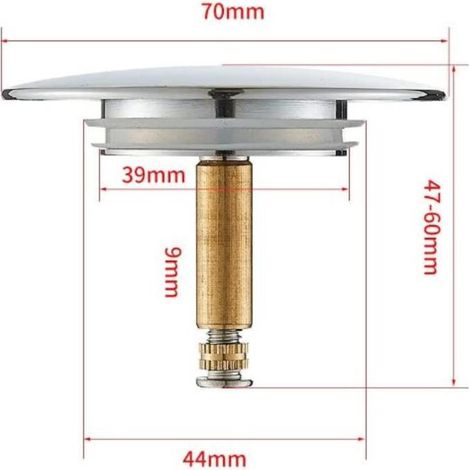 Bouchon de baignoire 70 mm, bouchon de baignoire, bouchon de vidange de baignoire, bouchon de vidange de baignoire avec joint de rechange pour baignoire en acier inoxydable et étanche (1/4)