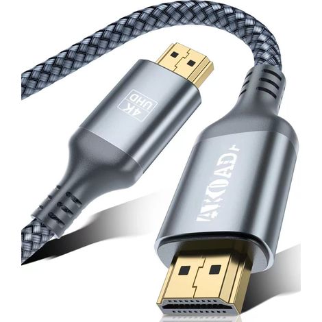 Câble HDMI 4K Câble HDMI 2.0 haut débit 4K@60 Hz 18Gbps Connecteurs plaqués or avec canal de retour Ethernet/audio, compatible avec vidéo 4K UHD 2160p, HD 1080p, 3D Xbox PS3/4 (Gris, 6m) (1/5)