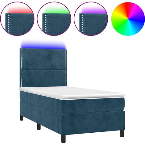 Maison Exclusive - Boxspringbett mit Matratze & LED Dunkelblau 90