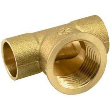 Té à souder en laiton 22 mm - 1/2", angle de 90°, paquet de 10 unités. (1/5)