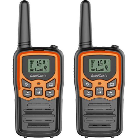 Walkie-talkie de largo alcance - Senderismo, acampada, uso doméstico - Paquete de 2 (naranja) - Comunicación fiable y portátil para todas las actividades