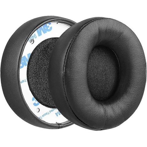 Coussinets d'oreille de rechange en cuir protéiné avec mousse à mémoire de forme, isolation phonique, compatibles avec les casques supra-auriculaires sans fil à réduction de bruit (noir) (1/2)