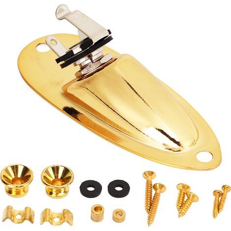 Prise Jack Guitare Électrique Dorée avec Support Métallique pour Capteur et Sortie Audio (1/5)
