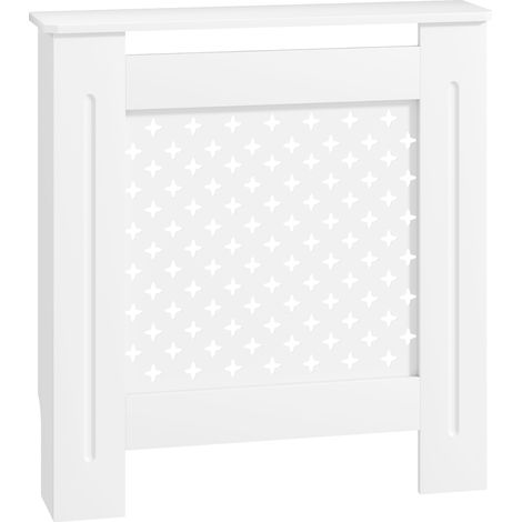 Couvercle de radiateur - HOMCOM - grille croisée - pour salon, chambre à coucher, couloir - en bois - 78 x 19 x 82 cm - blanc (1/5)