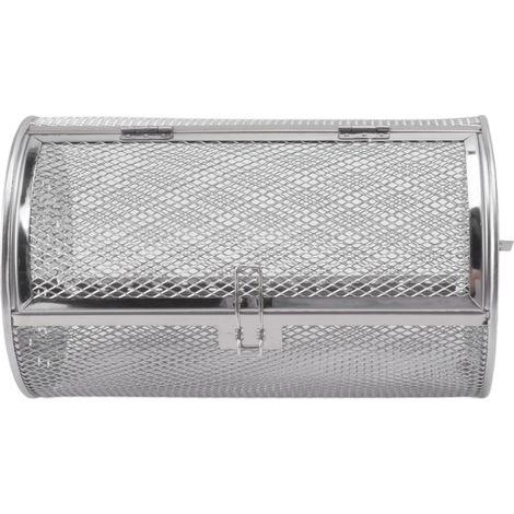 Panier de grillade en acier inoxydable, cage ronde pour barbecue, grille en métal pour arachides, noix séchées et légumes (1/5)