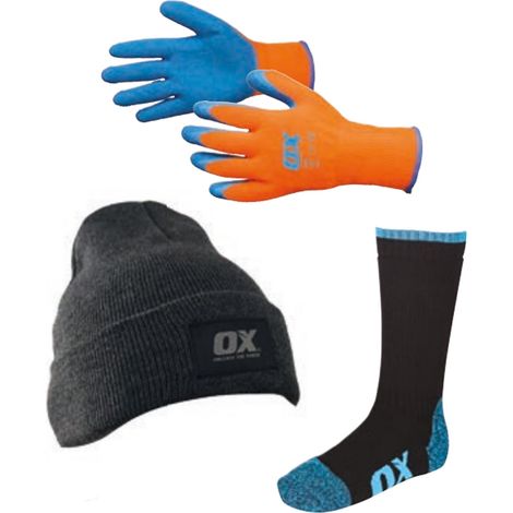 Ox Tools Workwear Winter Pack Insulated Beanie Hat + Thermal Gloves + Warm Socks (1/5)
