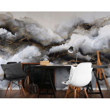 Fototapete Marmor Abstrakt Grau, für Wohnzimmer und Schlafzimmer, 150 x 105 cm – Komplettset inkl. Kleister & Anleitung (1/5)