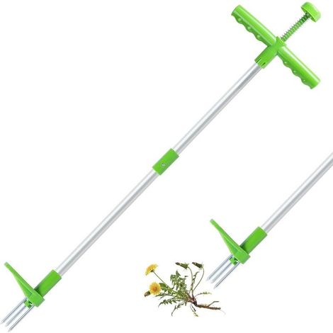Désherbeur manuel, arrache-mauvaises herbes de 100 cm de long avec 3 griffes en acier inoxydable et pédale pour l'élimination des racines, outil de désherbage vertical pour pelouse et jardin vert (1/5)