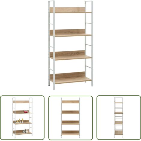 The Living Store Bibliothèque à 4 niveaux chêne 60x27,6x124,5 cm bois ingénierie - Bibliothèque Murale - Étagère Ouverte - Rangement Intérieur - Meubles Industriels - Mobilier Salle À Manger (1/5)