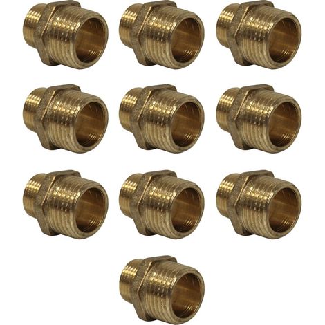 Lot de 10 Mamelons Laiton Réduit mâle/mâle 1/2"-3/8" (15/21-12/17) - Arcanaute (1/5)