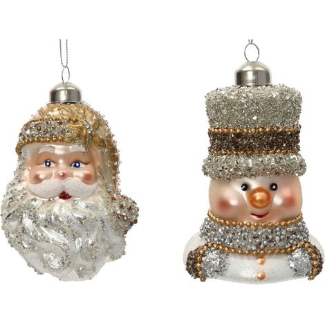 BABBO NATALE O PUPAZZO DI NEVE VETRO DECORAZIONE NATALIZIA 2ASS PREZZO CAD