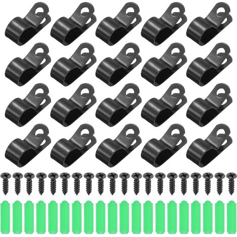 20Pcs 12mm(1/2") Attaches De Fil De Clôture, Fixations Agricoles pour Clôture Type R avec Vis Et Gaines D'expansion pour Fixer Les Fils De Soudure Aux Clôtures en Vinyle Bois Métal (1/5)