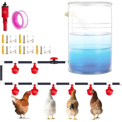 Automatic Drinking Trough for Poultry Chicken Kit with T-Connection, PVC Hose and Pressure Regulator – Water Supply System for Poultry (1/5)