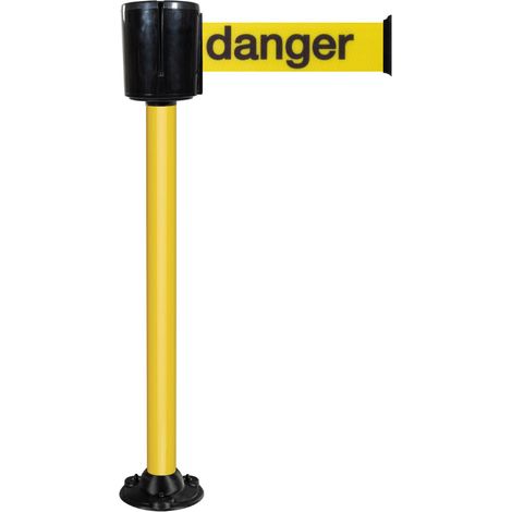 Poteau à sangle alu jaune "danger" 10m x 100mm socle fixe- 2801461 (1/3)