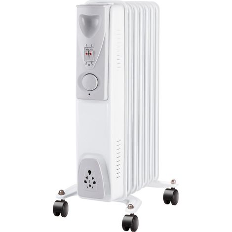 Radiatore a Olio 1500W Riscaldamento Elettrico 7 Elementi. Termostato Regolabile, Basso consumo