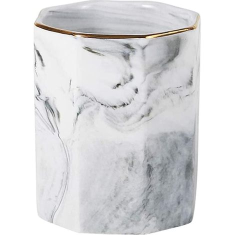 Support Stylo - En Céramique - Motif Marbre - Pour Bureau Bureau De Maquillage Atelier - 1 Pièce (1/5)