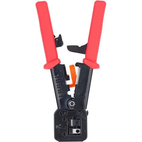Outil de sertissage RJ45, outil de sertissage de fil Ethernet CAT6 CAT5E, outils électroniques électriques en acier rouge (1/4)
