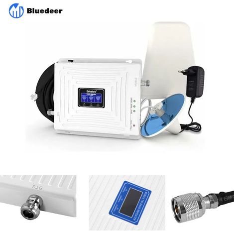 Bluedeer – Amplificateur signal mobile tri-bande 900/1800/2100 MHz – Booster 4G/3G/2G – Couverture jusqu'à 300 m² – Compatible avec opérateurs français