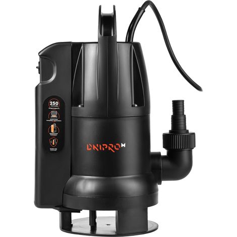 Dnipro-M Bomba Sumergible de aguas 750W, 15000 L/h, Altura Máx. 10 m, Paso de Sólidos 35 mm, Cable 10 m, Flotador Automático, para Aguas Sucias y (1/5)