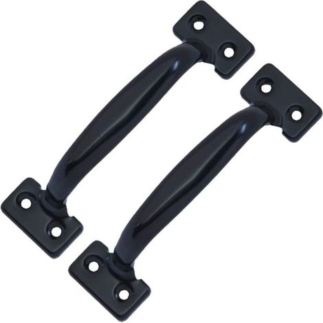 Lot de 2 poignées de porte de grange rétro pour armoires de cuisine, distance entre les trous : 58 mm, fer noir (1/4)