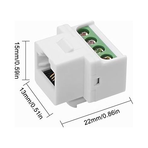 RJ11 CAT3 Keystone Module 4 Pin Female Screw Terminal Block Solderless Adapter Plug (1/4)