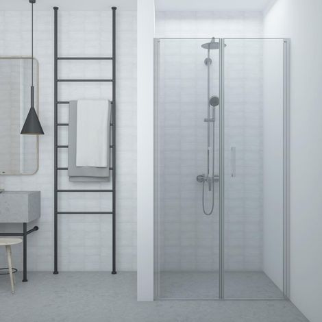 Box Doccia 85 cm Saloon Muro Muro con due porte battenti In Cristallo temperato Trasparente
