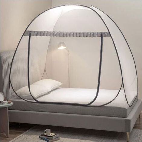 lit escamotable avec fond en maille, pour enfants, filles et garçons, convient pour l'intérieur et l'extérieur (lit simple XL, gris) (1/5)