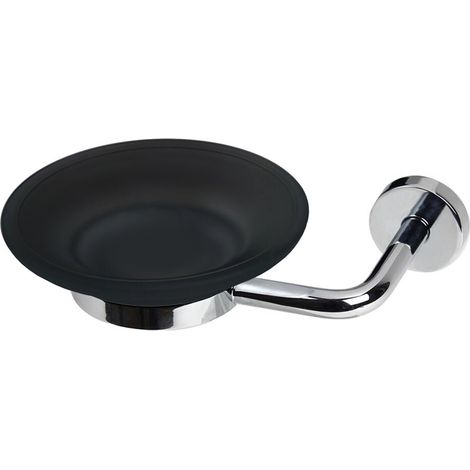 Porte savon cristal acidé TITO en laiton massif noir mat - 14,7 x 11,7 x h 4,2 cm - Koh-I-Noor