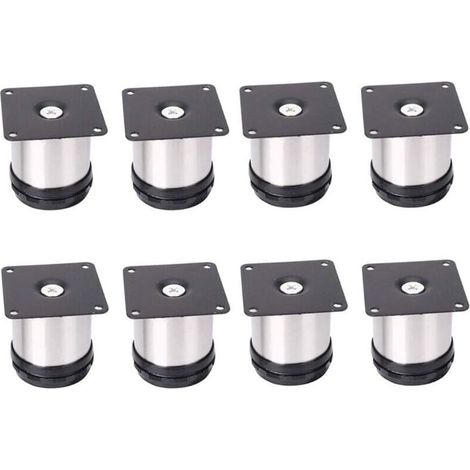 8 Pieds De Meubles RéGlables En Acier Inoxydable,Réglables 50 mm De Hauteur épaissir les pieds d'armoire Pieds de table Pieds de meubles,Acier inoxydable brossé,Hauteur réglable 0-15 mm (1/5)