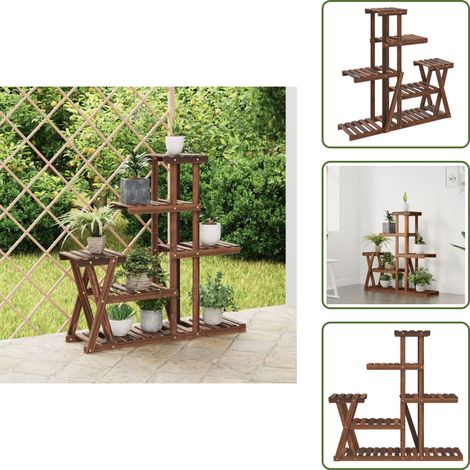Blumenständer 95x25x96 cm Massivholz Tanne - Holzmöbel - Tannenzapfen - Pflanzenständer - Blumenschrank - Gartendeko (1/5)