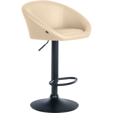 Sgabello bar girevole a 360° seduta regolabile in altezza in PVC panna base in metallo nero 100004764