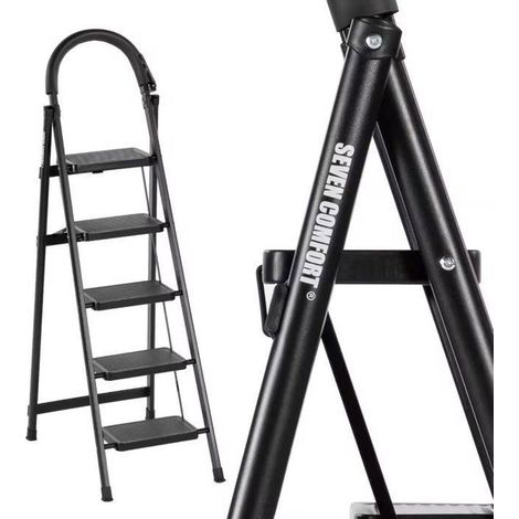 Escabeau pliant 5 marches en acier – Charge max 150kg – Dimensions 74×47×139cm – Stabilité optimale avec pieds antidérapants