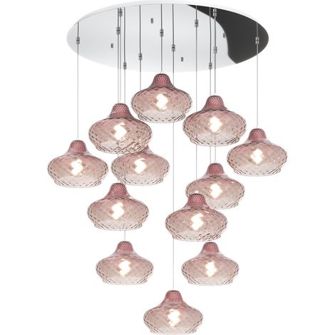 Lampadario Contemporaneo Dress Metallo Cromo Vetro Ruggine 12 Luci E27