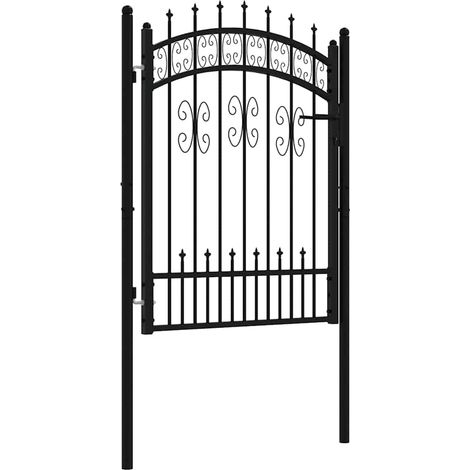 Puerta de valla KAMPEN con punta de lanza negra, 103x125 cm, acero vidaXL