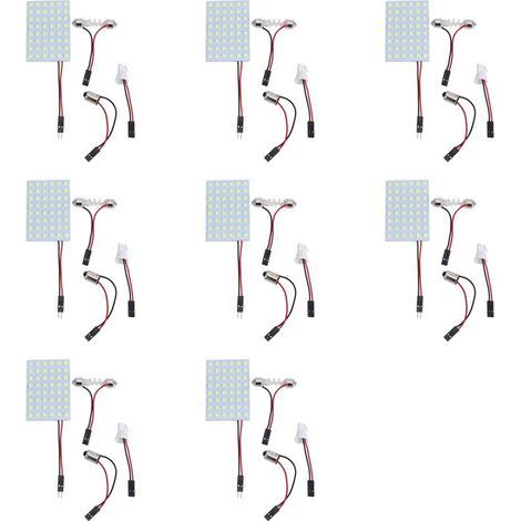 Convient pour un panneau d'éclairage intérieur de toit à 8 LED SMD 1210 blanches 48 avec lampes à double point T10 BA9S. (1/5)