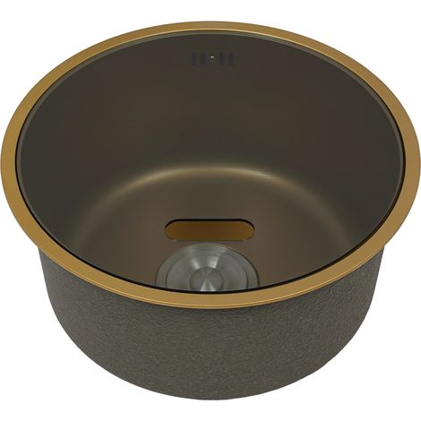 Évier simple, évier pour camping-car, évier rond doré, évier en acier inoxydable Évier de camping, rond, 40 cm, pour camping-car (1/5)