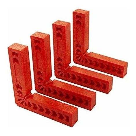 Red Set of 4 90 Degree Positioning Squares, L Type Right Angle Clamps, Woodworking Tool for Boxes, Doors, and Picture Frames (1/5)