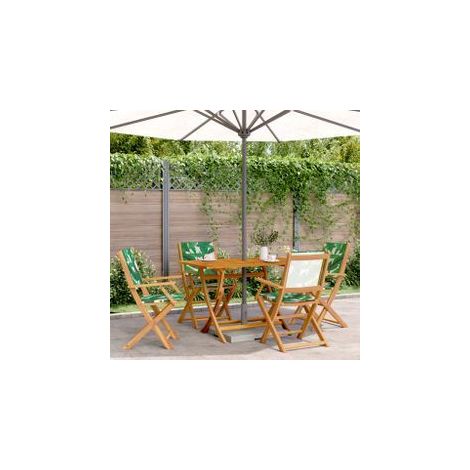 Chaises de jardin pliantes lot de 4 vert tissu et bois massif (1/5)