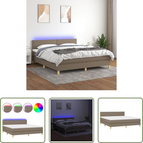 Matratze -  Boxspringbett mit Matratze & LED Taupe 180x200 cm Stoff (1/5)
