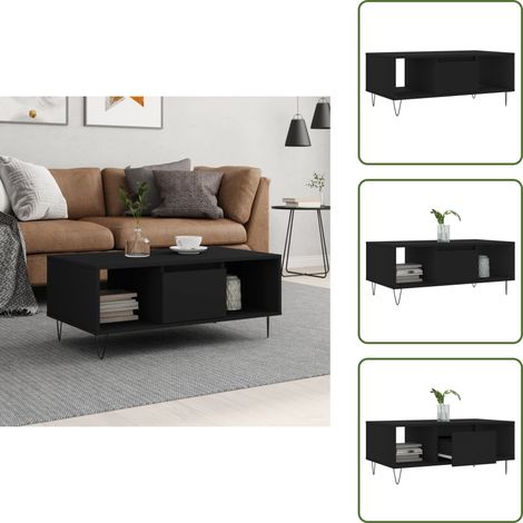 Table basse Noir 90x50x36,5 cm Bois d'ingénierie - Table Basse Design - Table Basse Moderne - Table Basse Noire - Meuble Salon - Table D'appoint (1/5)