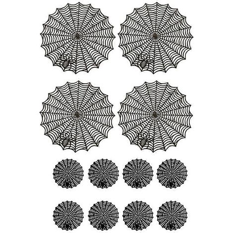 Lot de 12 sets de table Halloween 15 pouces, dessous de tasse 3,94 pouces, sets de table toile d'araignée (1/5)
