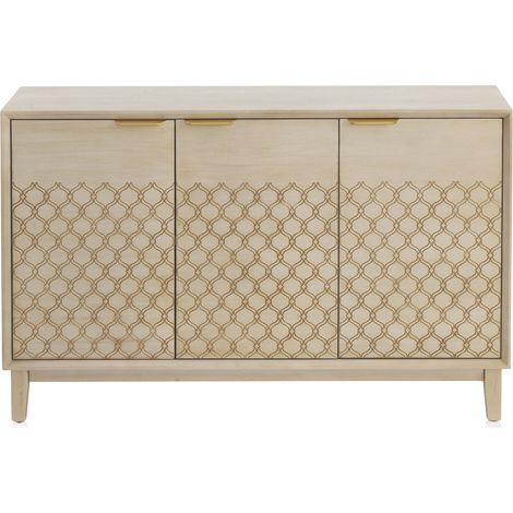 Sideboard mit 3 Türen, Eichenfurnier mit elfenbeinfarbener Oberfläche (1/5)
