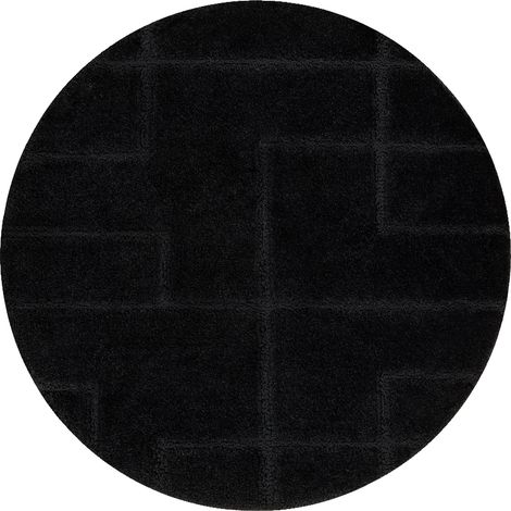 Badteppich SUPREME Kreis LINES, Linien, rutschfest, weich – schwarz black rund 100 cm