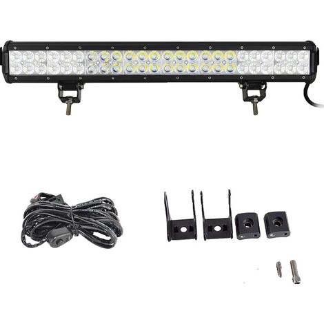 Barre lumineuse, lumière blanche 6000K, résistant aux intempéries, 23 pouces 144W Fil (1/2)