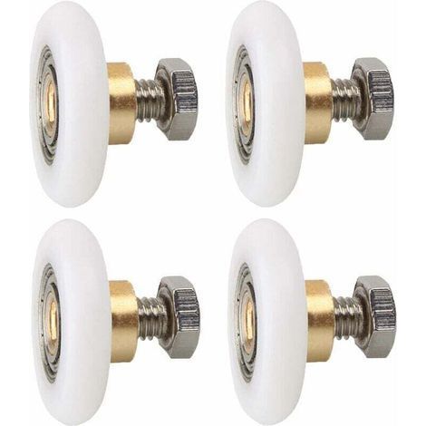 Set di 4 rulli per porta doccia, 23 mm, ruote di ricambio per porte doccia, rulli scanalati per porta doccia con viti, diametro (1/4)